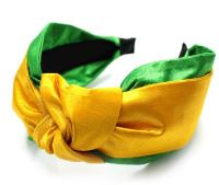 Jumbo Puffy Knotted Headbands - Gold & Green