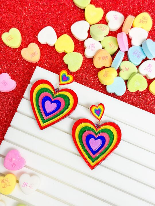 Growing Rainbow Heart Dangle Earrings