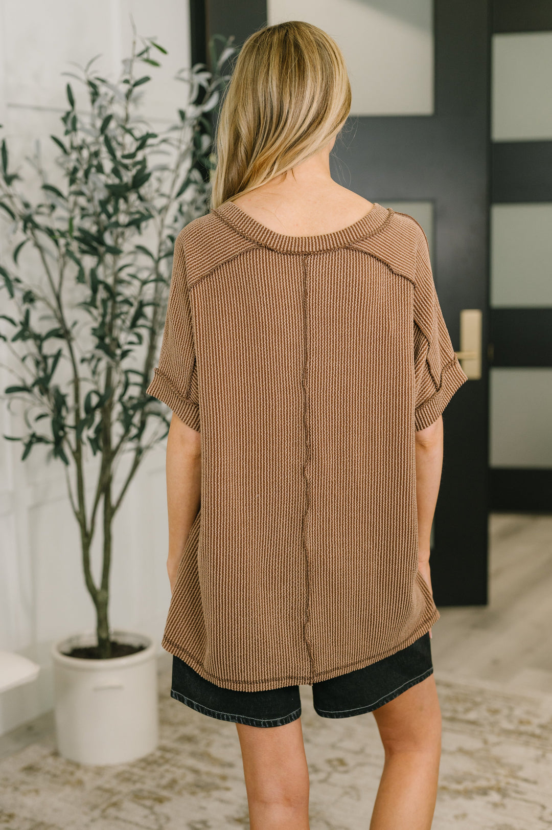 Growing Restless V-Neck Tee in Brown - 4/8