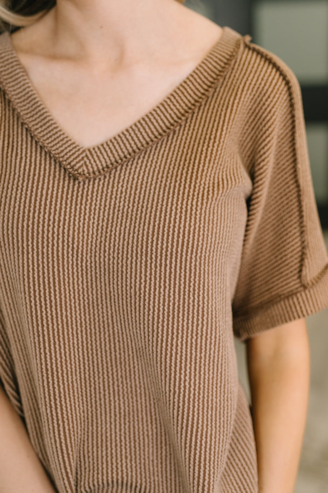 Growing Restless V-Neck Tee in Brown - 4/8