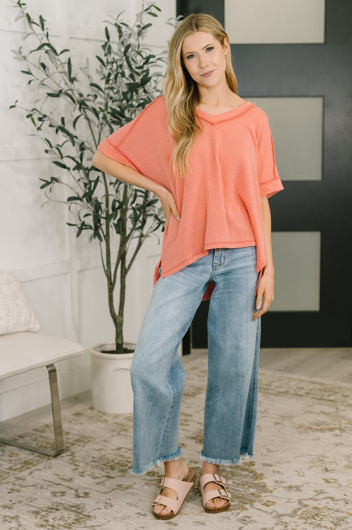 Growing Restless V-Neck Tee in Coral - 4/8