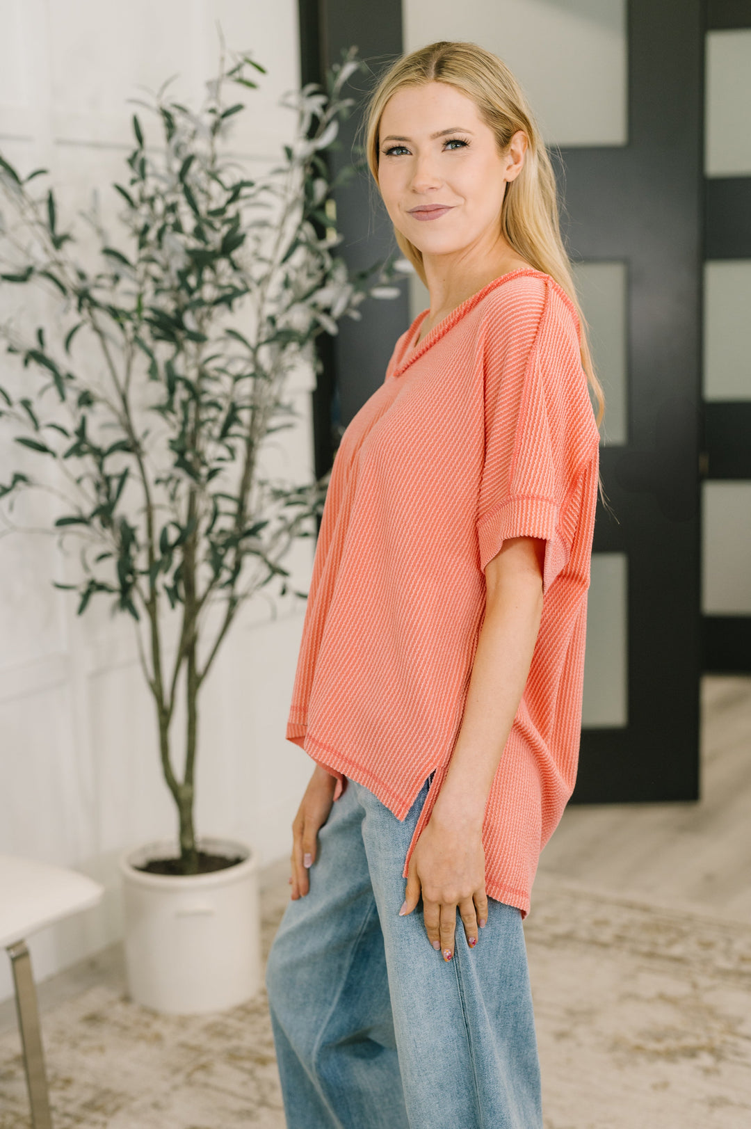 Growing Restless V-Neck Tee in Coral - 4/8
