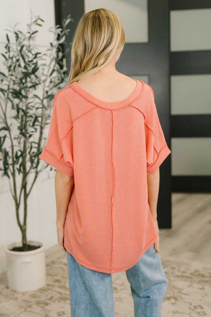 Growing Restless V-Neck Tee in Coral - 4/8