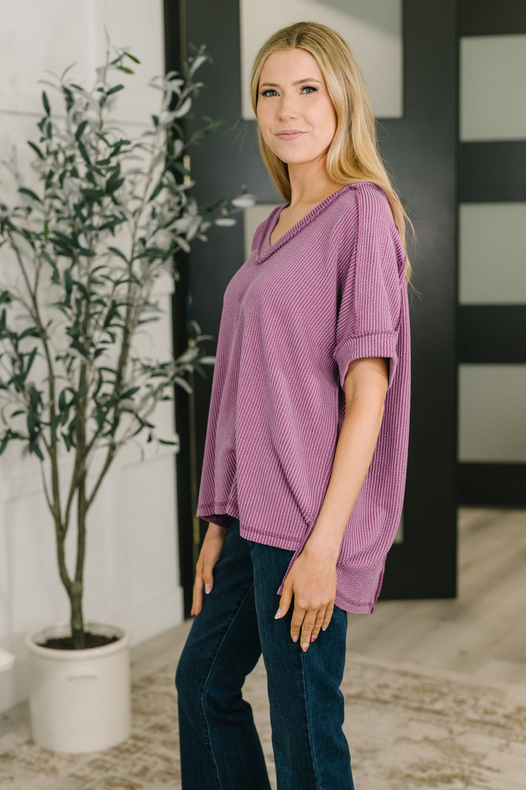 Growing Restless V-Neck Tee in Light Plum - 4/8