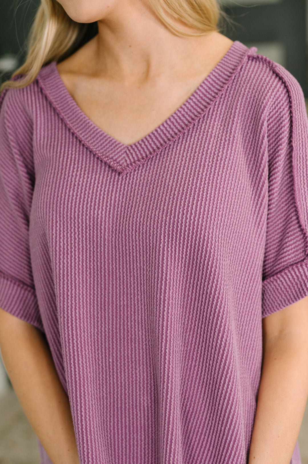 Growing Restless V-Neck Tee in Light Plum - 4/8