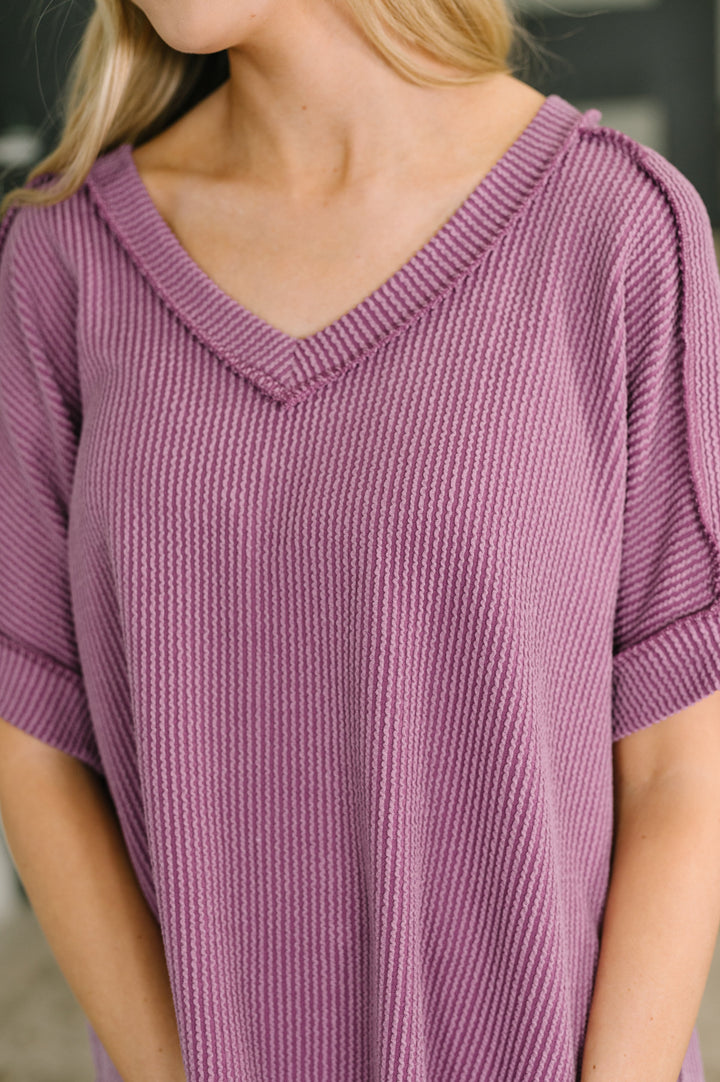 Growing Restless V-Neck Tee in Light Plum - 4/8