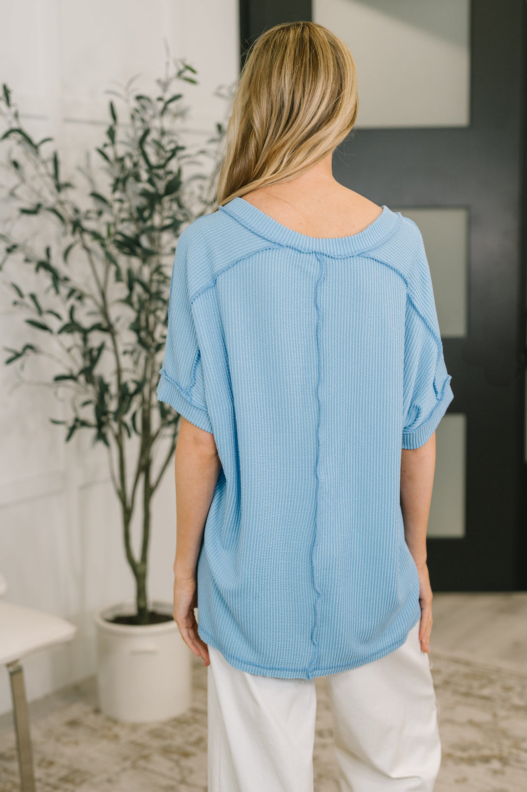 Growing Restless V-Neck Tee in Spring Blue - 4/8