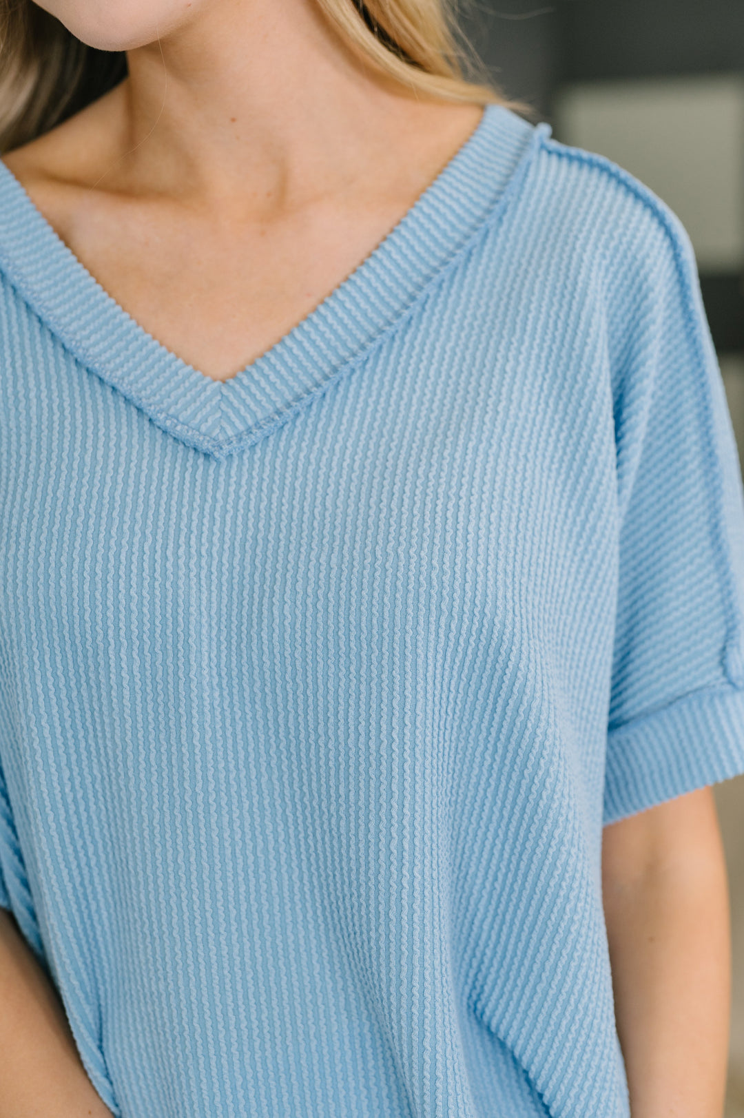 Growing Restless V-Neck Tee in Spring Blue - 4/8