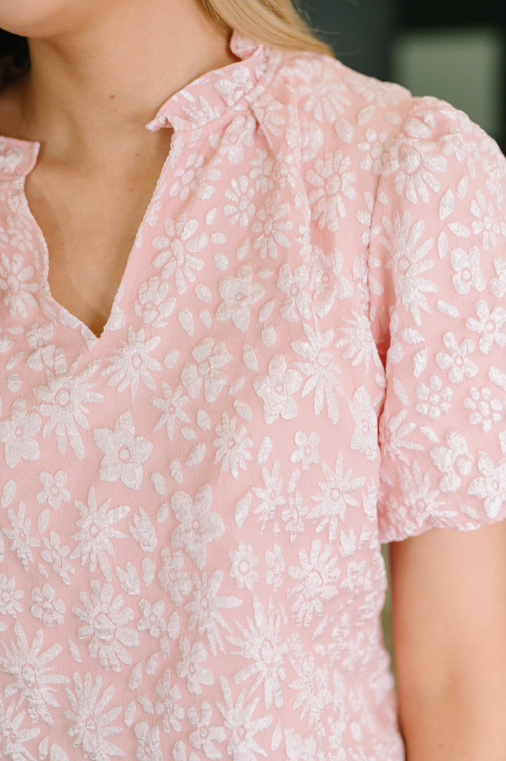 Growing Together Notch Neck Puff Sleeve Top - 8/7