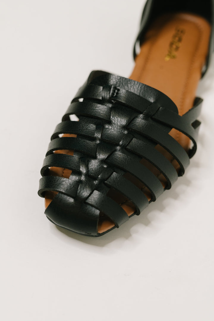 Gulla Woven Slip On Flats in Black - 5/26