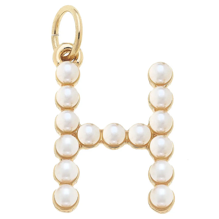 Pearl-Studded Letter Charm in Ivory By Canvas