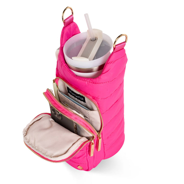 JUNE MARKET: HydroBag® Handle® - Bright Pink with Pink and Navy striped strap by Wanderfull (Ships in 2-3 Weeks)