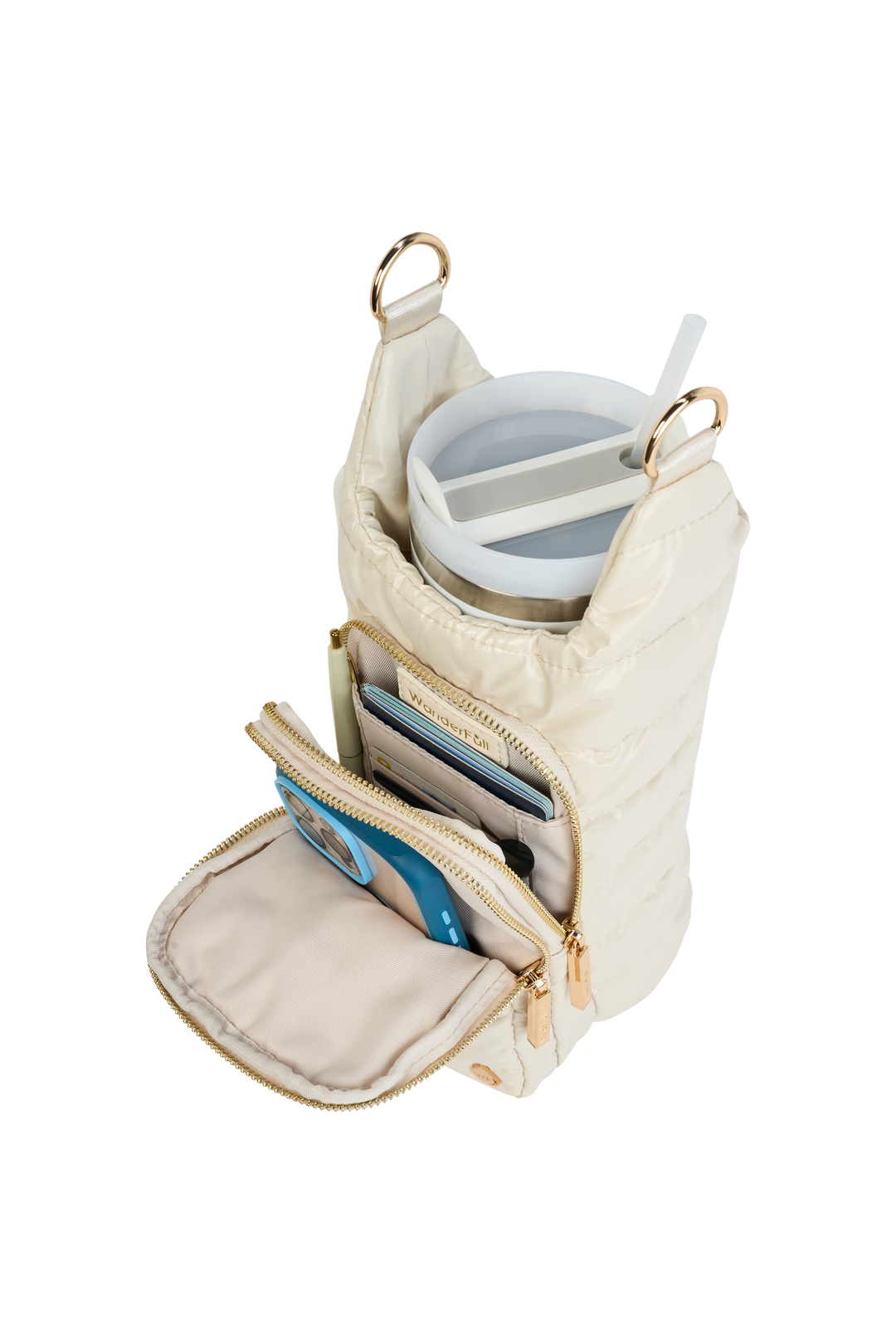 JUNE MARKET: HydroBag® HANDLE® - Ivory Lacquer with Solid Vegan Leather Trimmed Strap by Wanderfull (Ships in 2-3 Weeks)