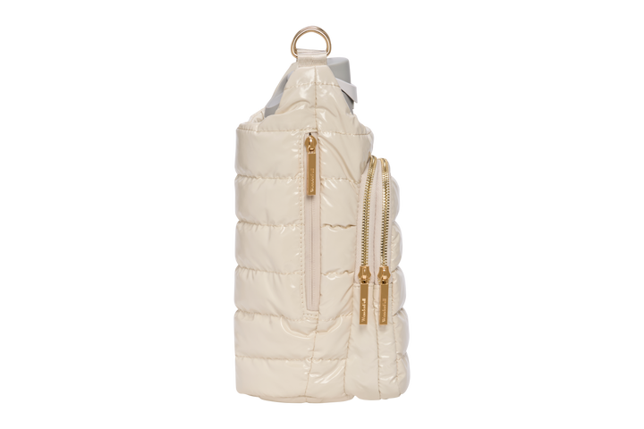 JUNE MARKET: HydroBag® HANDLE® - Ivory Lacquer with Solid Vegan Leather Trimmed Strap by Wanderfull (Ships in 2-3 Weeks)