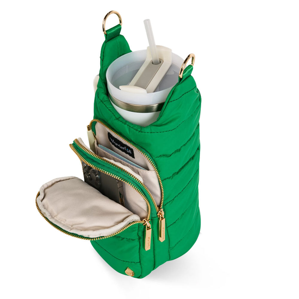 JUNE MARKET: HydroBag® HANDLE®- Kelly Green with Green and White patterned strap by Wanderfull (Ships in 2-3 Weeks)