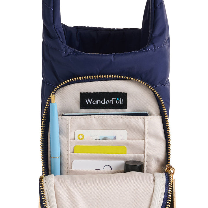 JUNE MARKET: HydroBag® HANDLE®- Navy Matte with Solid Vegan Leather Strap by Wanderfull (Ships in 2-3 Weeks)