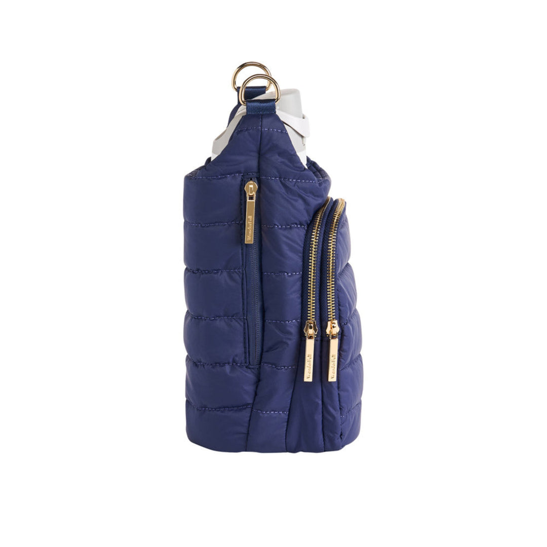 JUNE MARKET: HydroBag® HANDLE®- Navy Matte with Solid Vegan Leather Strap by Wanderfull (Ships in 2-3 Weeks)