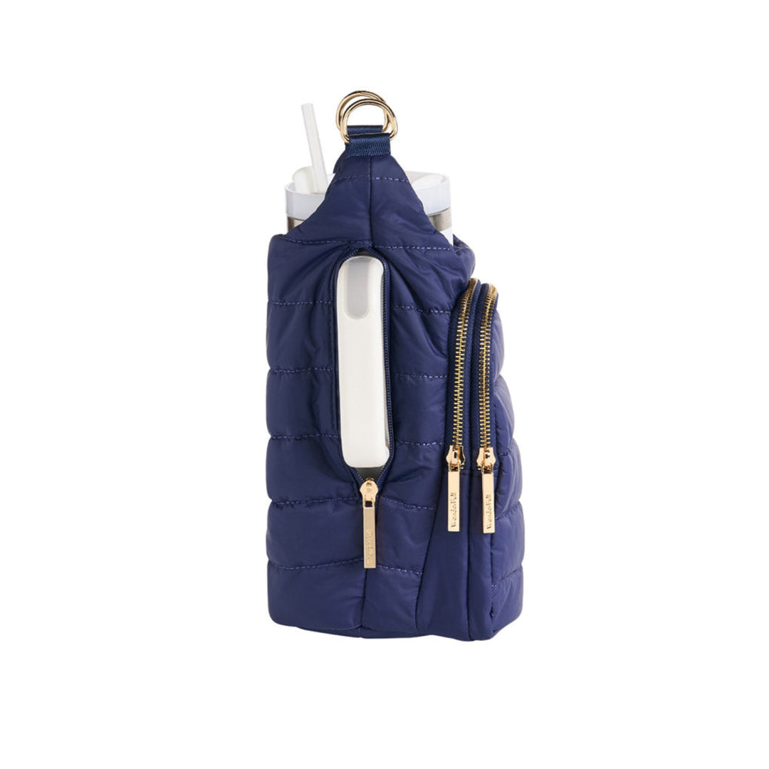 JUNE MARKET: HydroBag® HANDLE®- Navy Matte with Solid Vegan Leather Strap by Wanderfull (Ships in 2-3 Weeks)