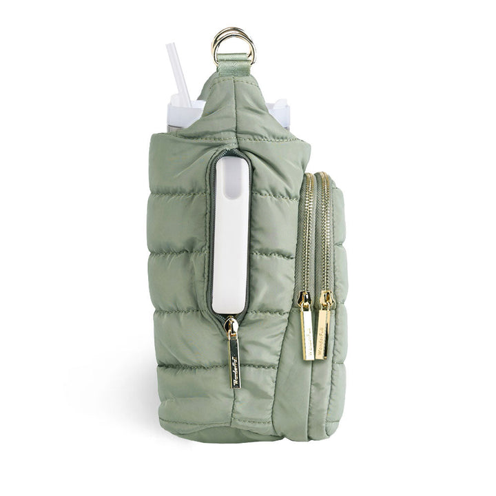 JUNE MARKET: HydroBag® HANDLE® - Sage Green with Solid Vegan Leather Trimmed Strap by Wanderfull (Ships in 2-3 Weeks)