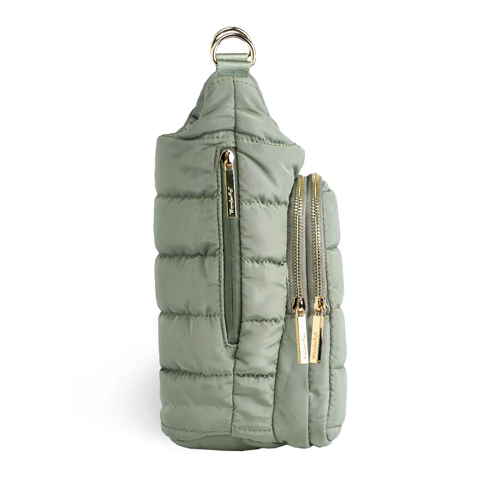JUNE MARKET: HydroBag® HANDLE® - Sage Green with Solid Vegan Leather Trimmed Strap by Wanderfull (Ships in 2-3 Weeks)