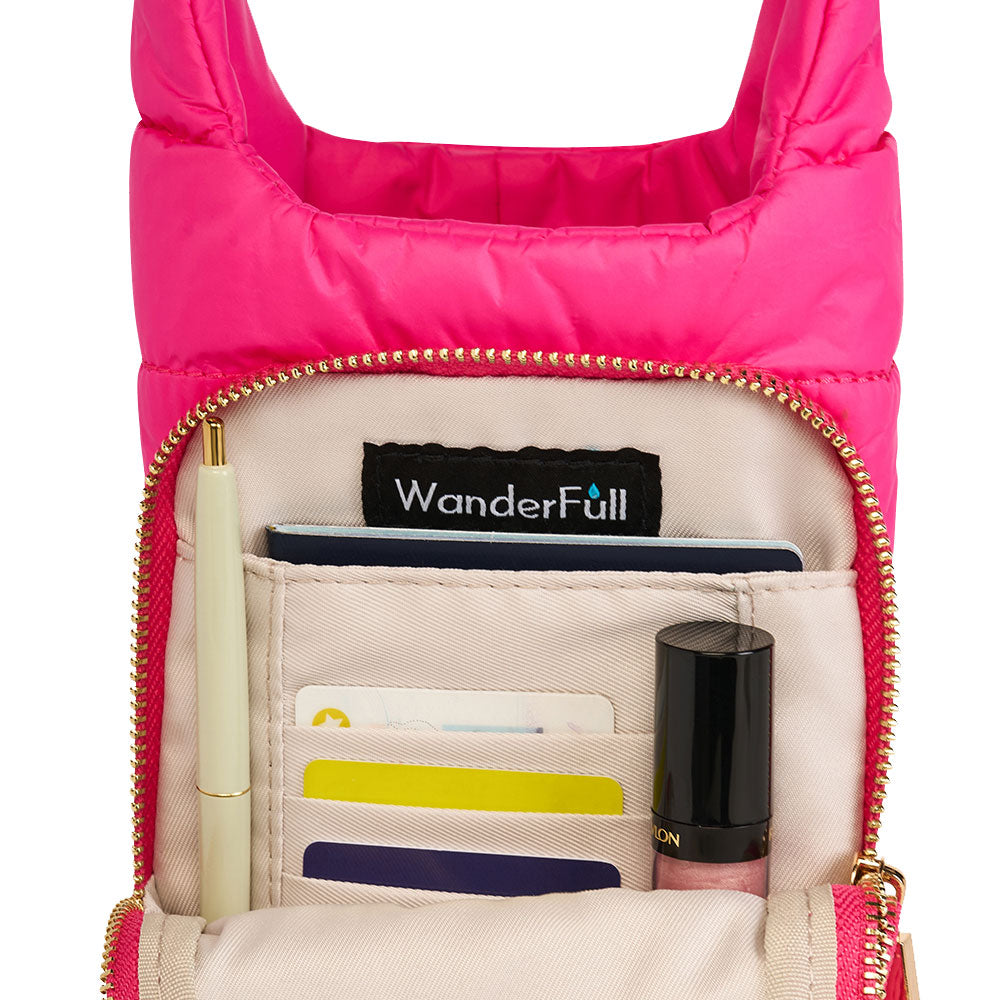 JUNE MARKET: Bright Pink HydroBag® with Pink and Cream Patterned Strap by Wanderfull (Ships in 2-3 Weeks)