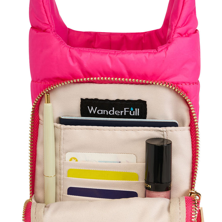 JUNE MARKET: Bright Pink HydroBag® with Pink and Cream Patterned Strap by Wanderfull (Ships in 2-3 Weeks)