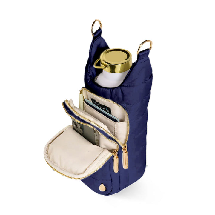 JUNE MARKET: Navy Blue Matte HydroBag® with Red, White, Navy striped Strap by Wanderfull (Ships in 2-3 Weeks)