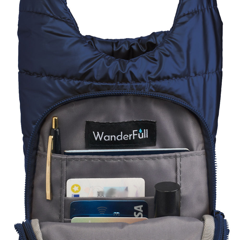 JUNE MARKET: Navy Blue Shiny HydroBag® with Matching Solid Navy Strap by Wanderfull (Ships in 2-3 Weeks)