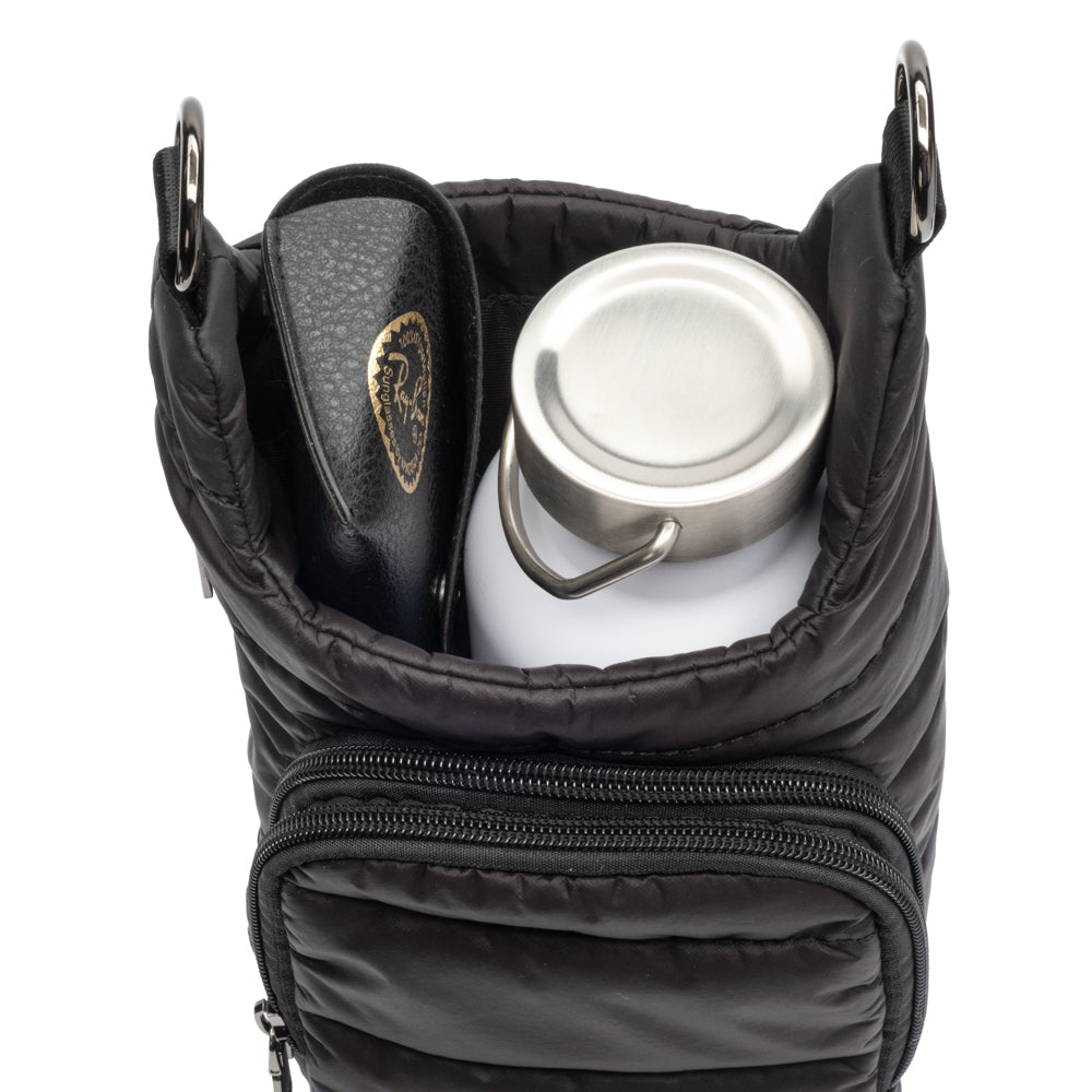 JUNE MARKET: HydroBag® HANDLE®- Black Matte with Gray, Black, White Striped Strap by Wanderfull (Ships in 2-3 Weeks)