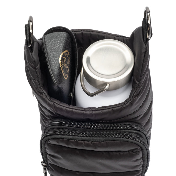 JUNE MARKET: HydroBag® HANDLE®- Black Matte with Gray, Black, White Striped Strap by Wanderfull (Ships in 2-3 Weeks)