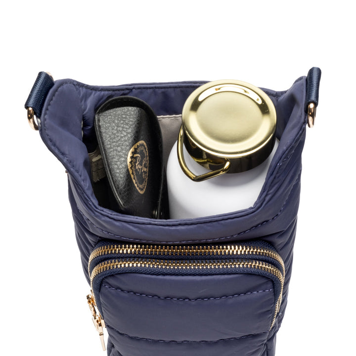 JUNE MARKET: HydroBag® HANDLE®- Navy Matte with Solid Vegan Leather Strap by Wanderfull (Ships in 2-3 Weeks)