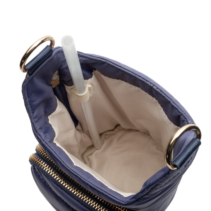 JUNE MARKET: HydroBag® HANDLE®- Navy Matte with Solid Vegan Leather Strap by Wanderfull (Ships in 2-3 Weeks)