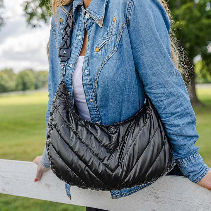 JUNE MARKET: Black Pearl Half Moon HydroHobo® Bag- bottle included by Wanderfull (Ships in 2-3 Weeks)