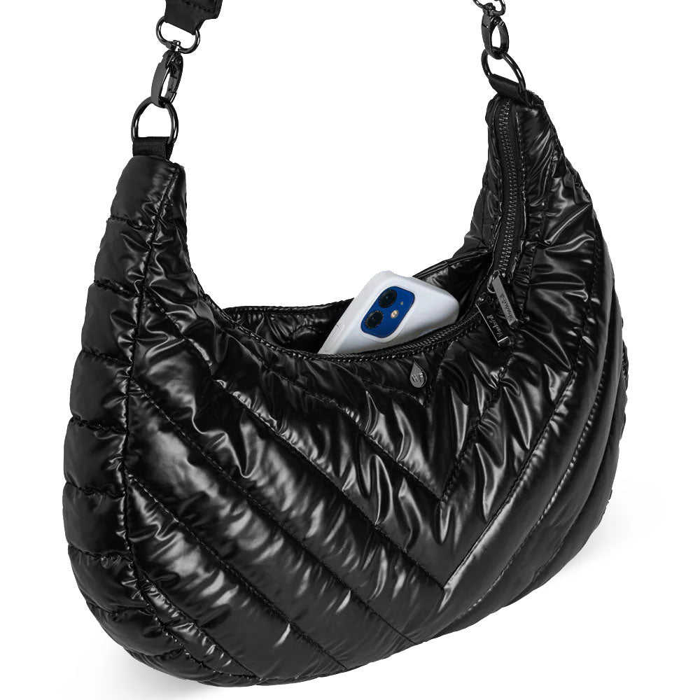 JUNE MARKET: Black Pearl Half Moon HydroHobo® Bag- bottle included by Wanderfull (Ships in 2-3 Weeks)