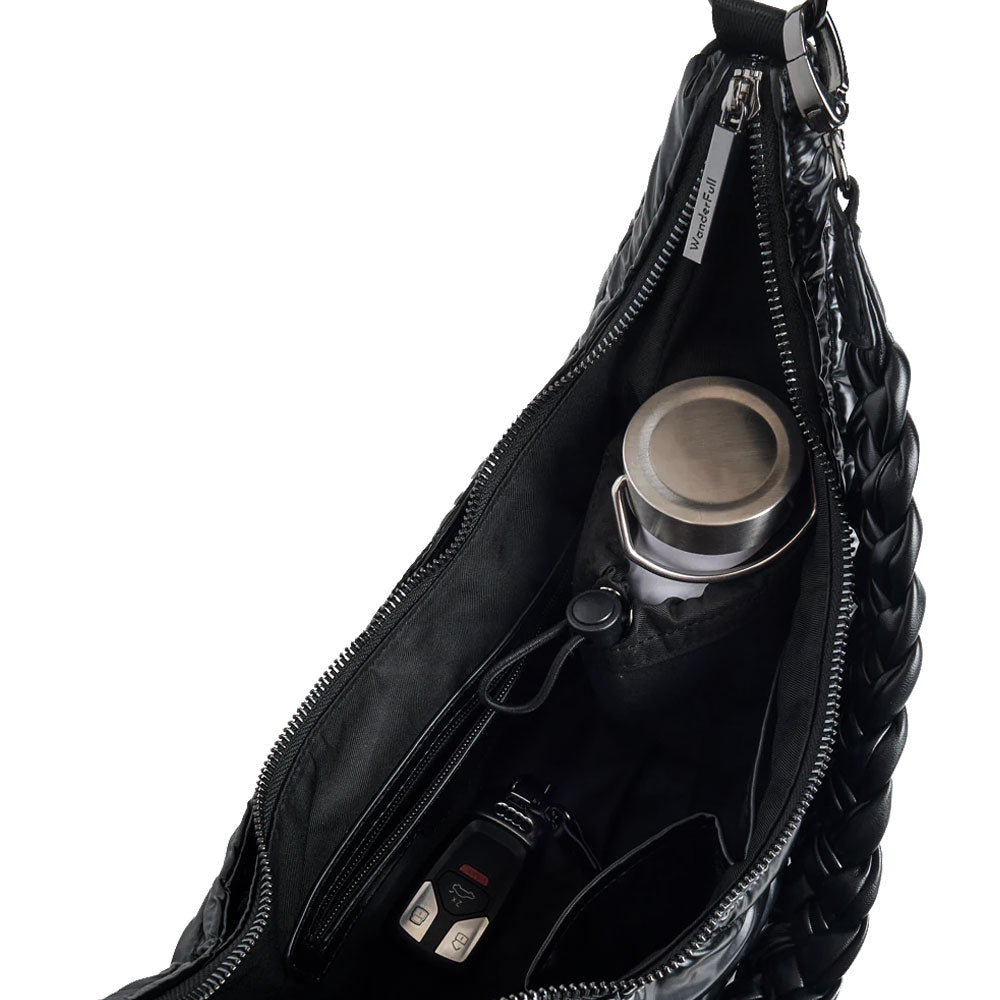 JUNE MARKET: Black Pearl Half Moon HydroHobo® Bag- bottle included by Wanderfull (Ships in 2-3 Weeks)