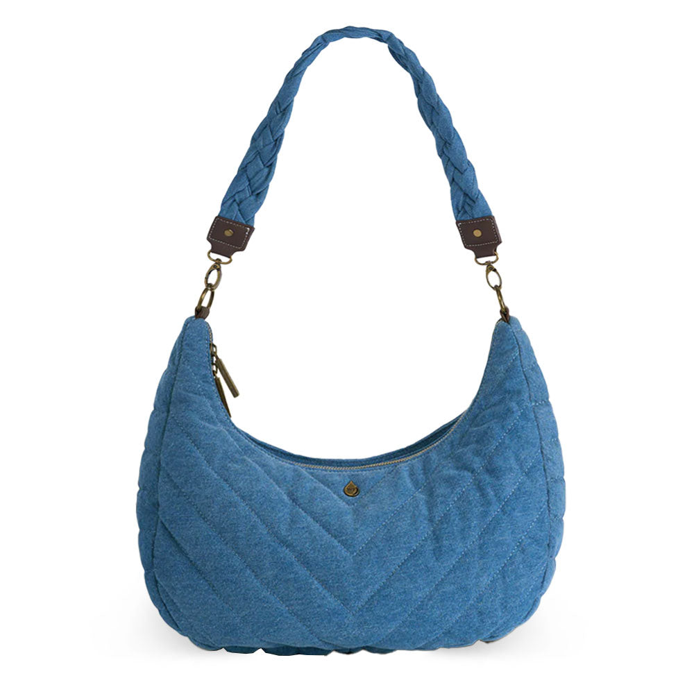 JUNE MARKET: Denim Half Moon HydroHobo® Bag- bottle included by Wanderfull (Ships in 2-3 Weeks)
