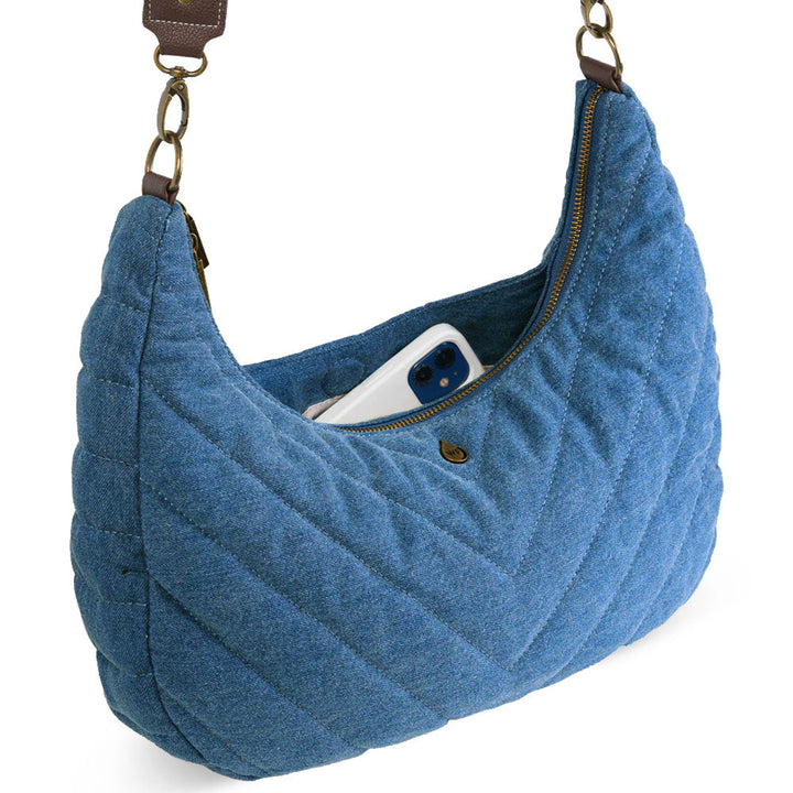 JUNE MARKET: Denim Half Moon HydroHobo® Bag- bottle included by Wanderfull (Ships in 2-3 Weeks)