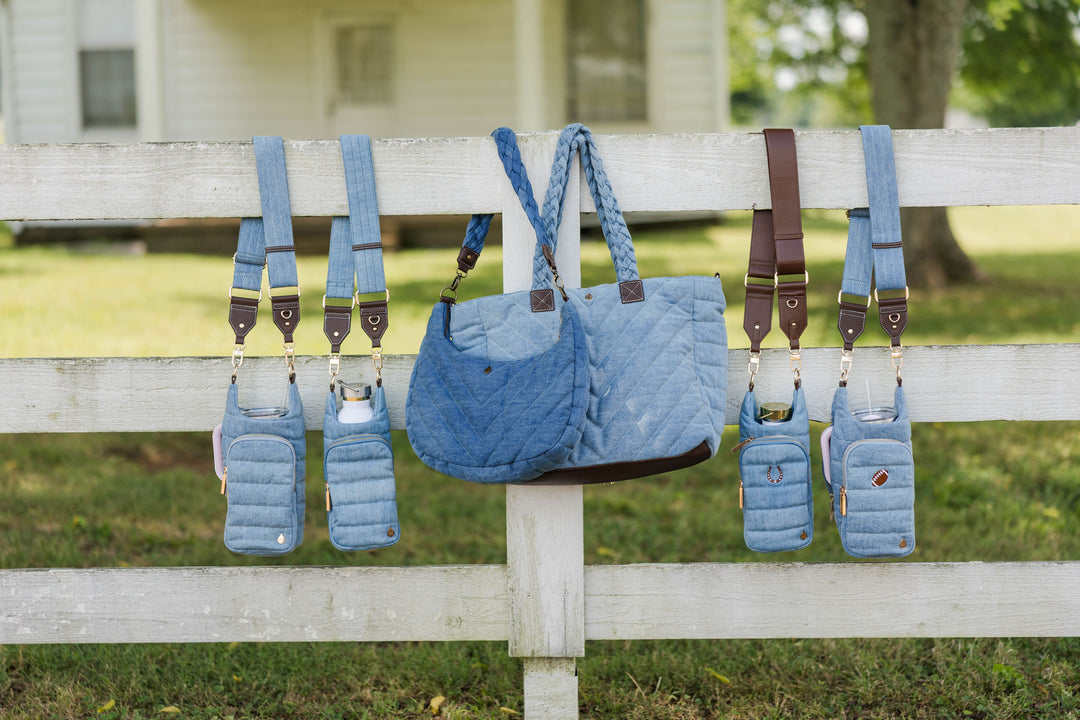 JUNE MARKET: Denim Half Moon HydroHobo® Bag- bottle included by Wanderfull (Ships in 2-3 Weeks)