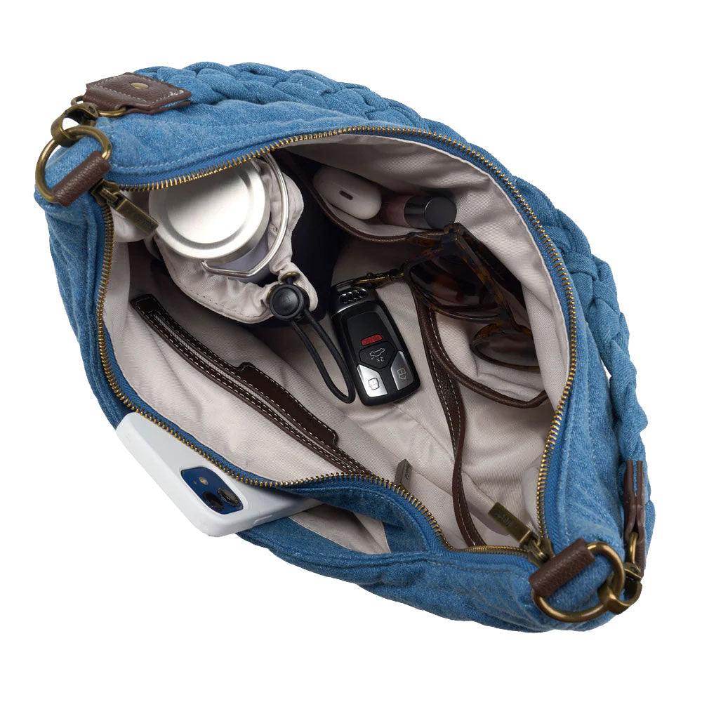 JUNE MARKET: Denim Half Moon HydroHobo® Bag- bottle included by Wanderfull (Ships in 2-3 Weeks)