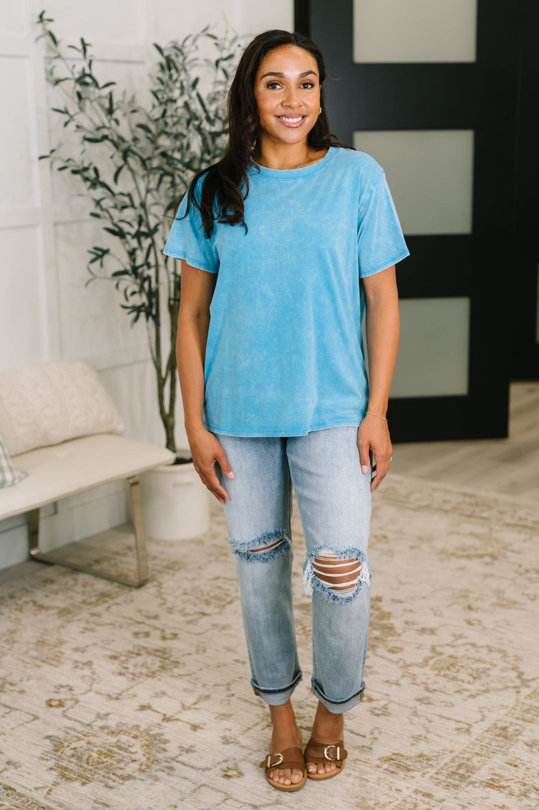 Had to Be There Mineral Wash Tee in Deep Sky - 5/27
