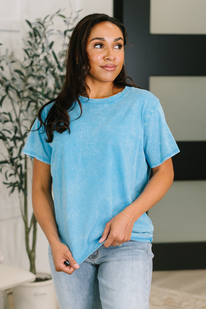Had to Be There Mineral Wash Tee in Deep Sky - 5/27