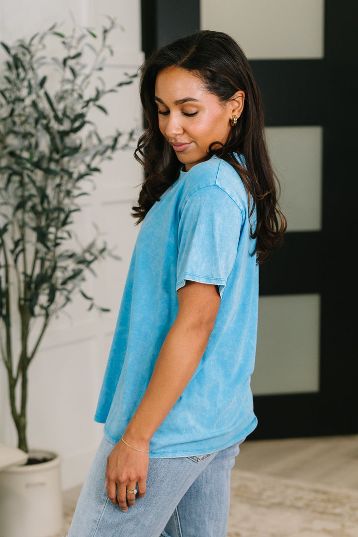 Had to Be There Mineral Wash Tee in Deep Sky - 5/27