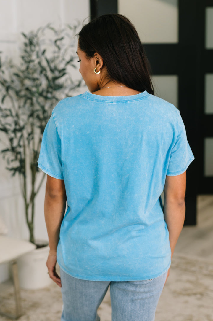 Had to Be There Mineral Wash Tee in Deep Sky - 5/27