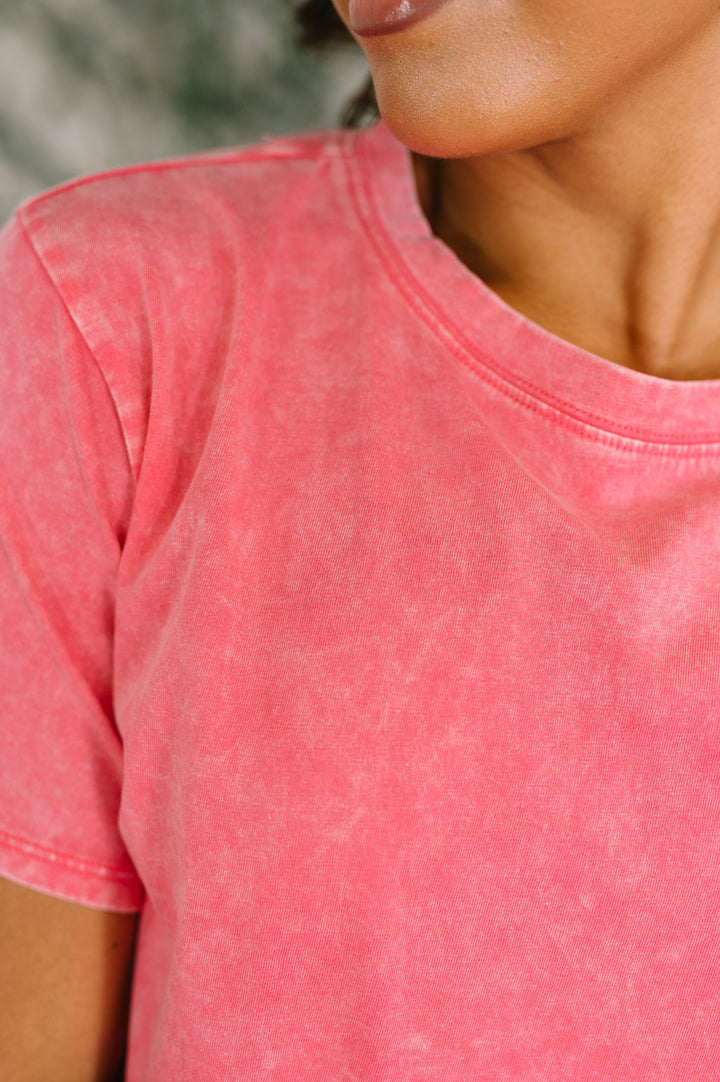 Had to Be There Mineral Wash Tee in Fuchsia - 5/27