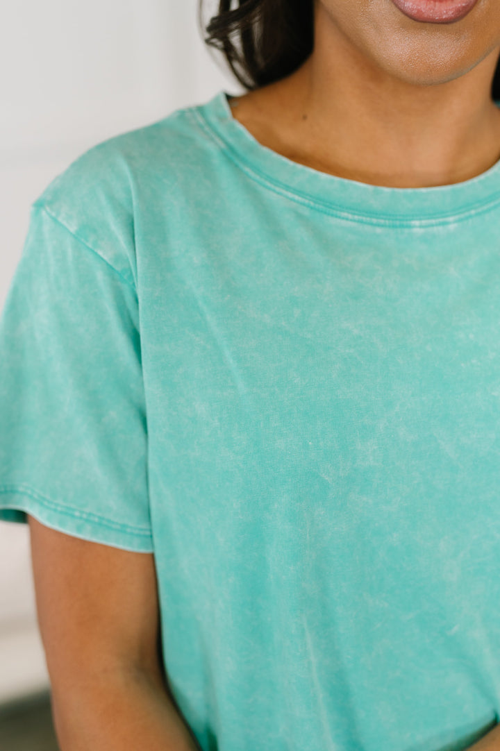 Had to Be There Mineral Wash Tee in Turquoise - 5/27