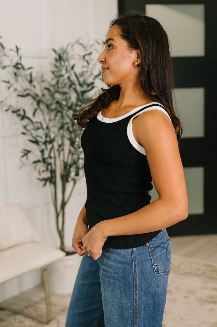Handled It Contrast Trim Tank in Black - 5/28