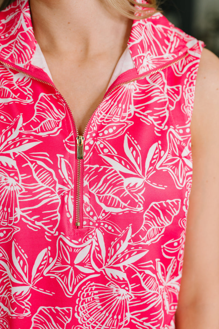 Harbour Quarter Zip Dress in Coastal Pink - 6/5