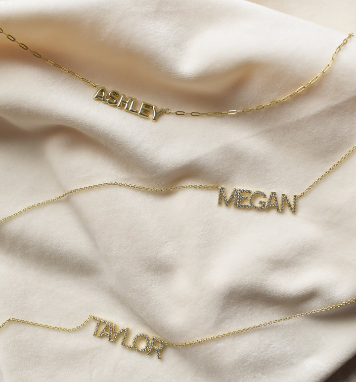 Custom Haven Crystal Nameplate Necklace - Water Resistant by the Sis Kiss (Ships in 4 Weeks)