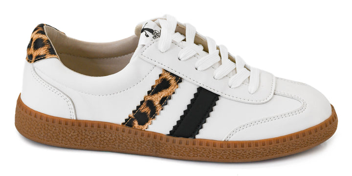Heads Up Sneakers - White Leopard Combo by Corkys