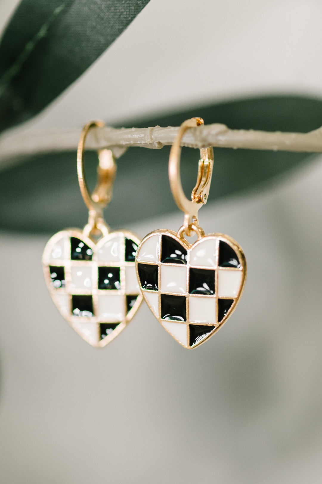 Heartbreaker Check Dangle Earrings - 7/24
